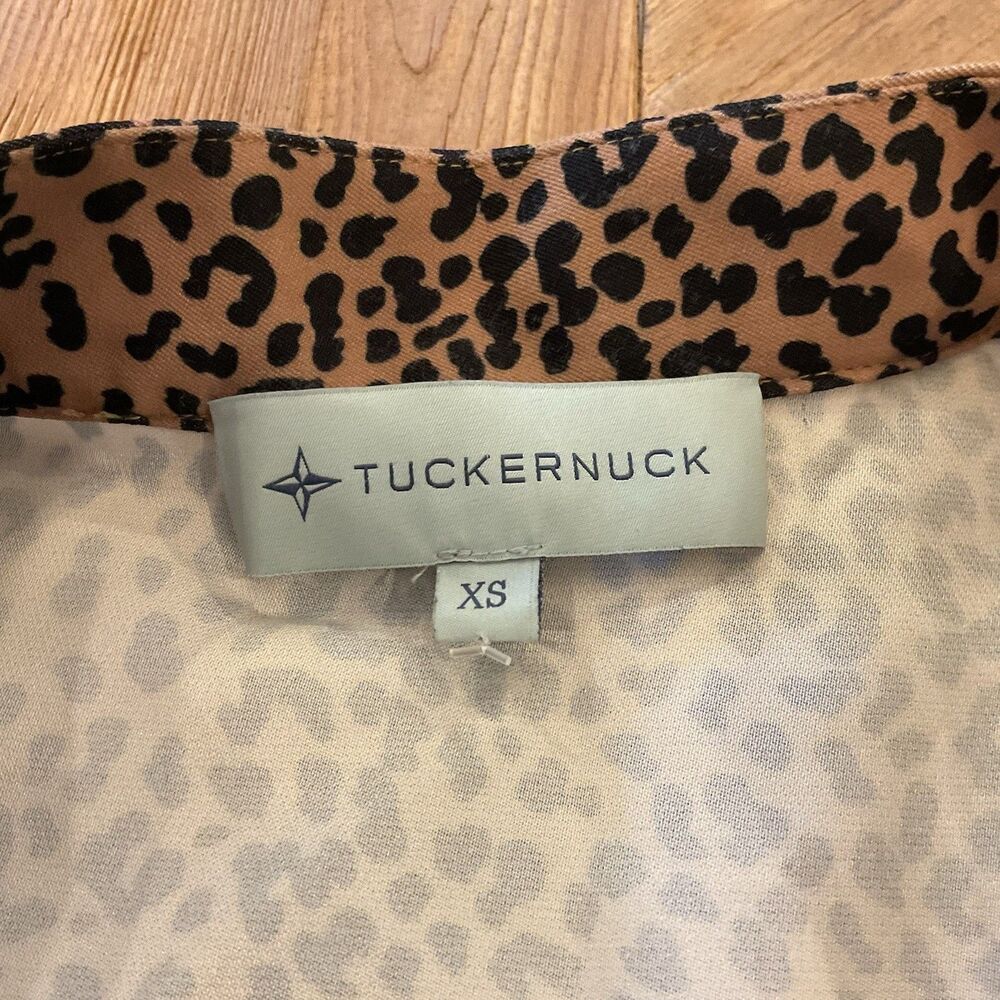 Tuckernuck Leopard Print Tiered Ruffleβ Blouse XS Tan Black Animal Print - Picture 4 of 7